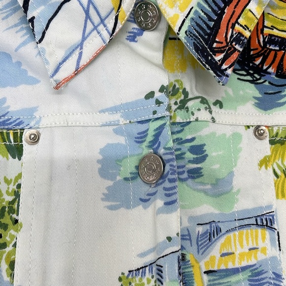 Caktus denim sail boat print jacket Sz S - Picture 8 of 11